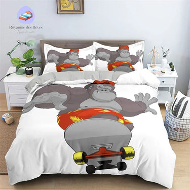 Housse de Couette Singe Skate